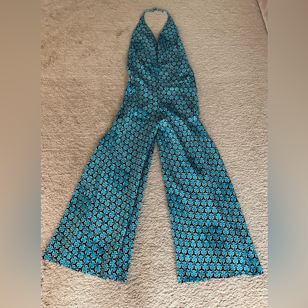 Banana Republic Teal and Black Patterned Jumpsuit- White Lotus Collection - Picture 10 of 10